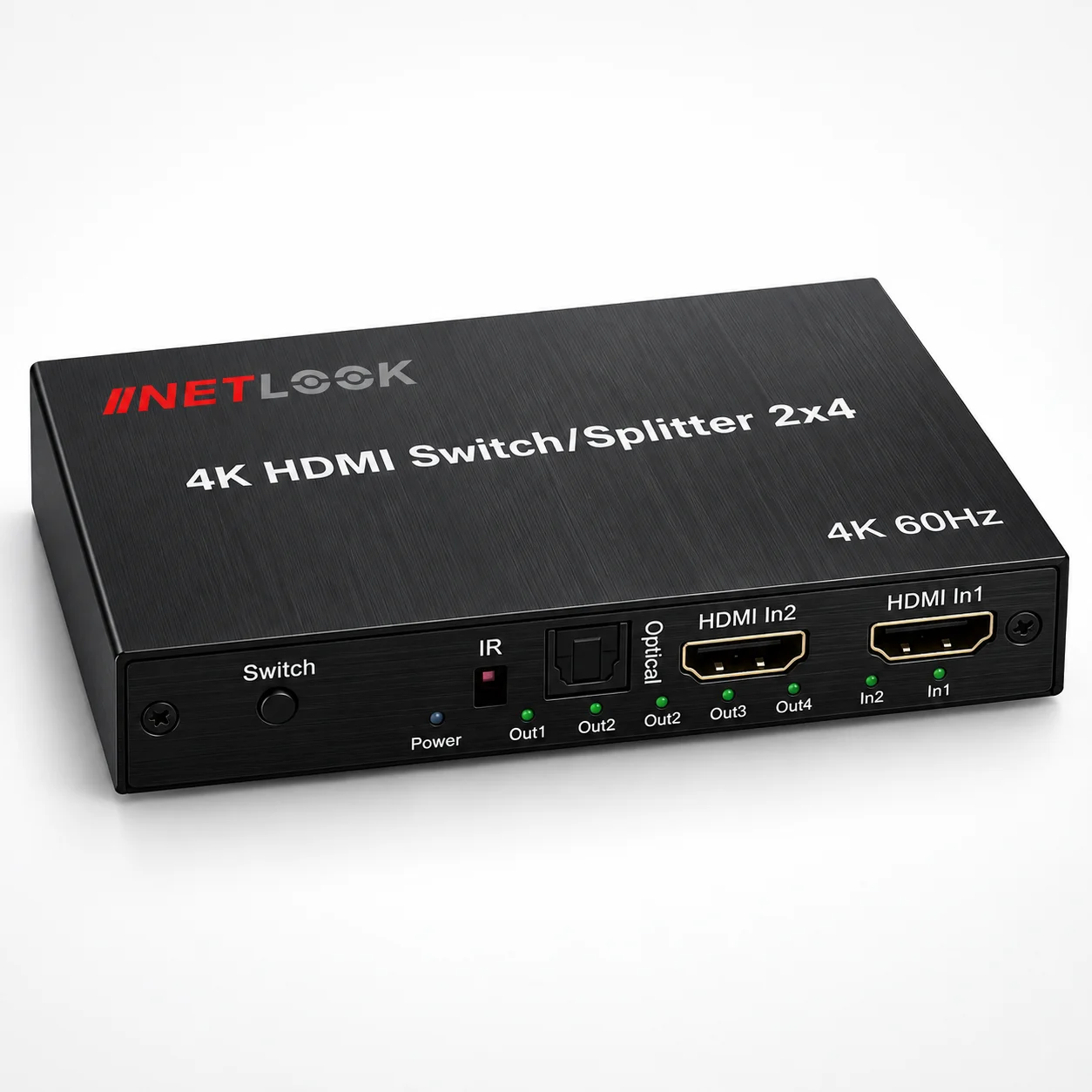 Netlook NTL-4204-4K 4K HDMI Switch/Splitter 2x4 – 4K 60Hz