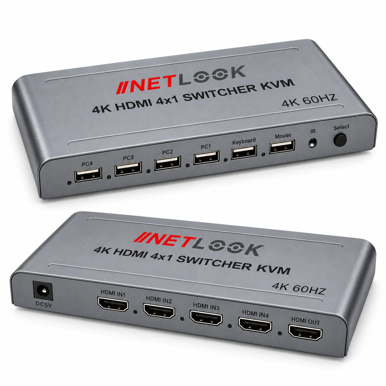Netlook NTL-4001-4K 4K HDMI 4x1 KVM Switcher – 4K 60Hz